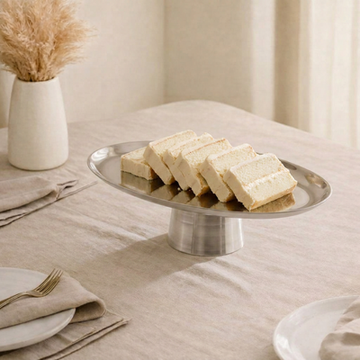 Oval Metal Serveware Stand - Silver