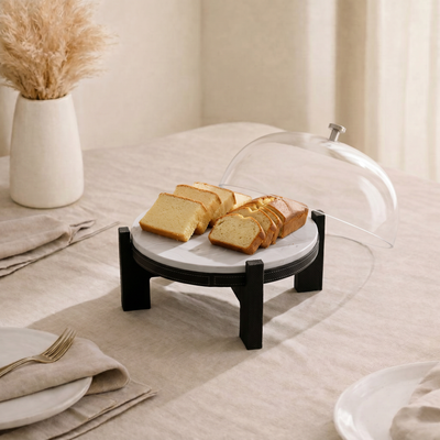 marble leather base stand with glass cover