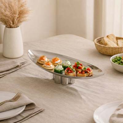 Luxury Oval metal stand- silver small
