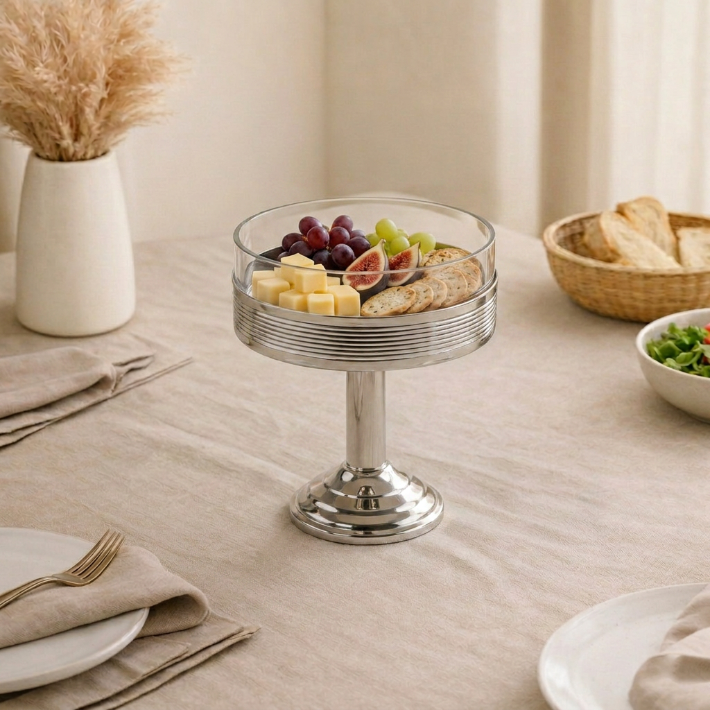 Stainless Steel Stand With Glass - Medium
