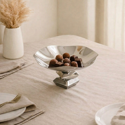 Metal cake stand - black and silver small