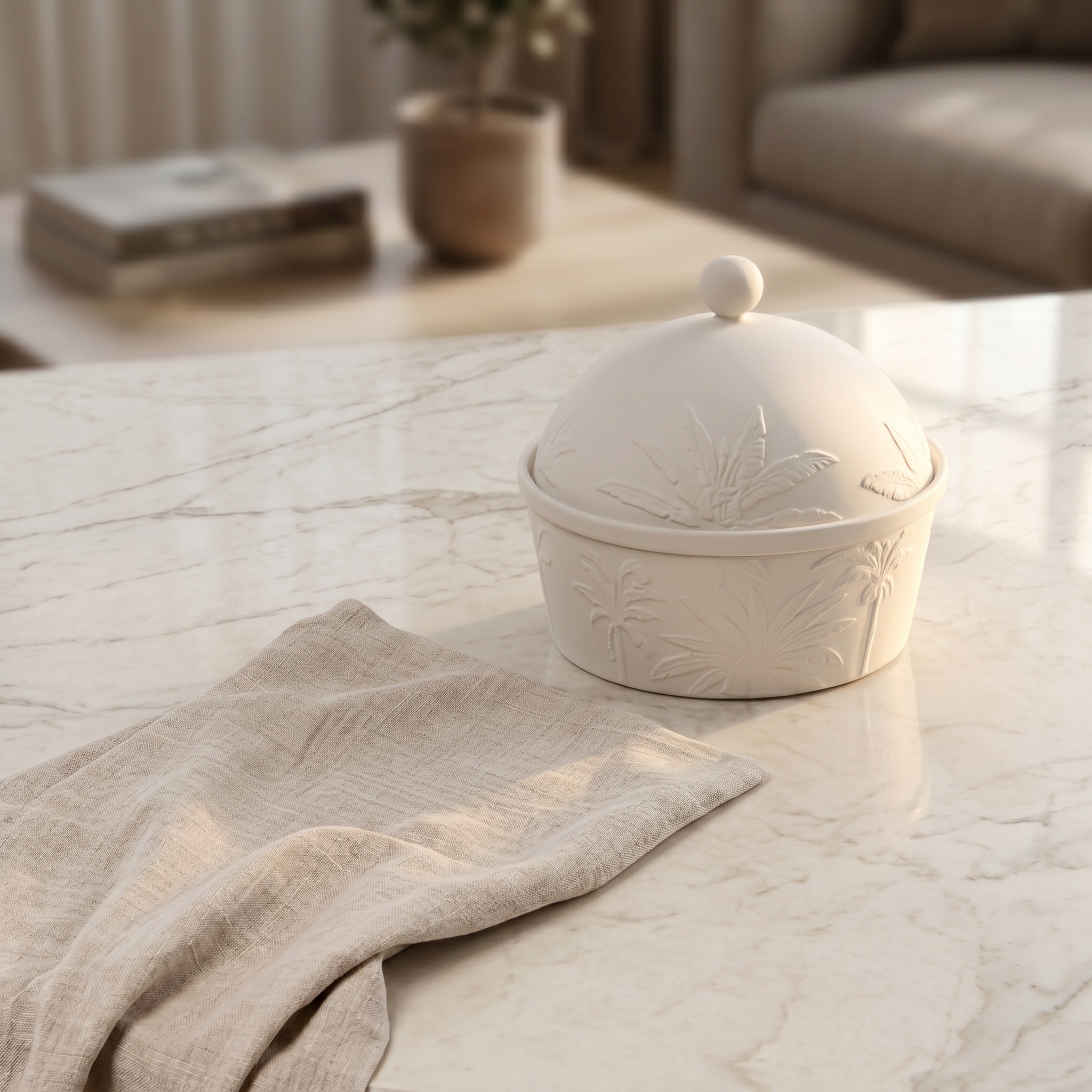 Round Pottery Bowl and Dome cover