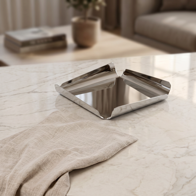 Elegant silver metal serving plate - Small