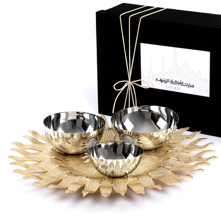 metal plate with 3 bowls and gift box - CASCADES