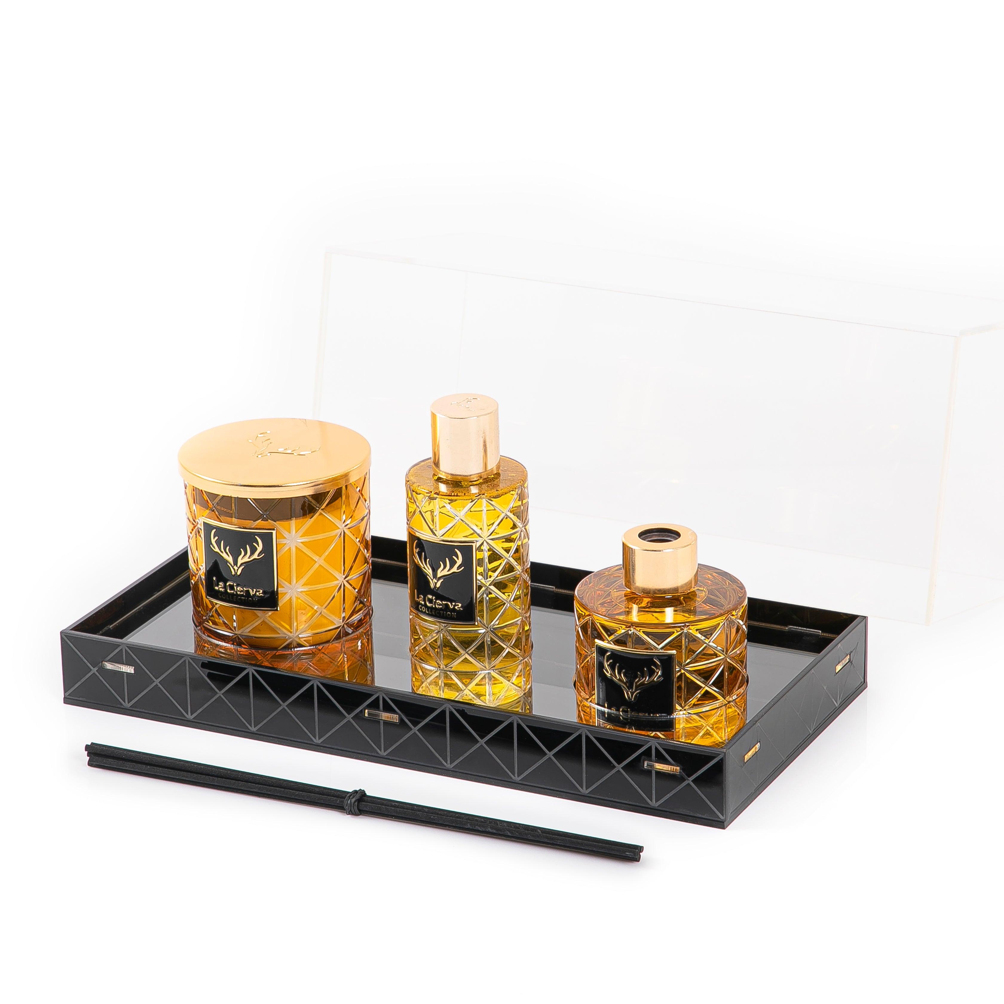 MINI HAZEL - REED DIFFUSER, HOME SPRAY & CANDLE With acrylic - CASCADES