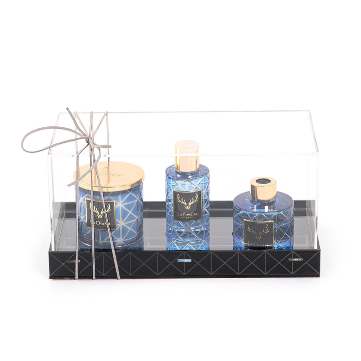 MINI MARINA - REED DIFFUSER, HOME SPRAY & CANDLE With acrylic box - CASCADES