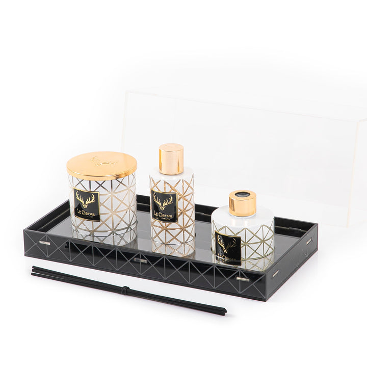 MINI PEARL - REED DIFFUSER, HOME SPRAY & CANDLE With acrylic box - CASCADES