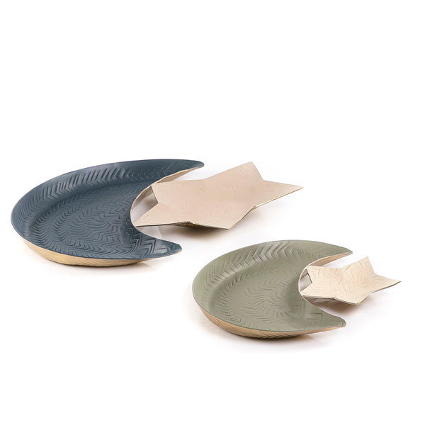 Set of 2 crescent with star metal tray - CASCADES