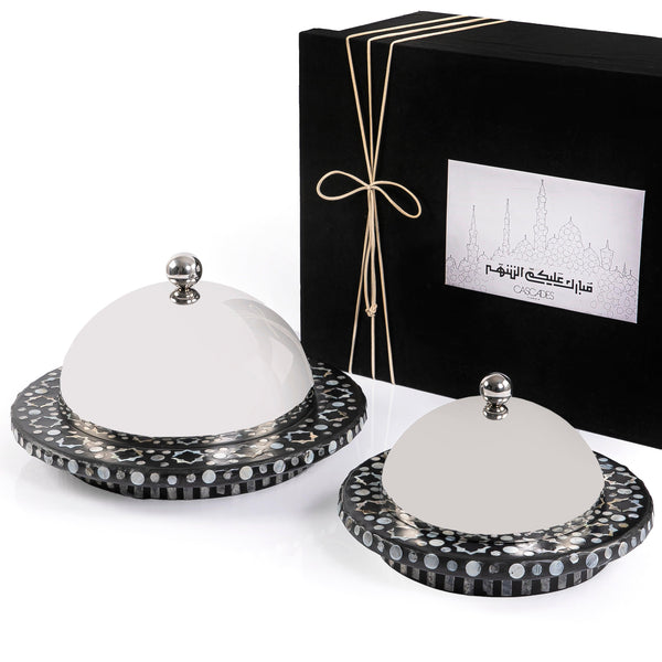 Set of 2 Mop stainless plates With Ramadan box-Black - CASCADES