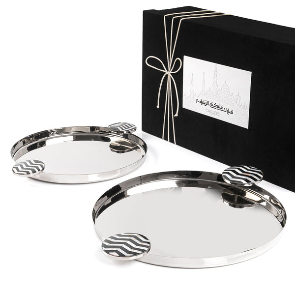 Set of 2 round metal trays with gift box - CASCADES