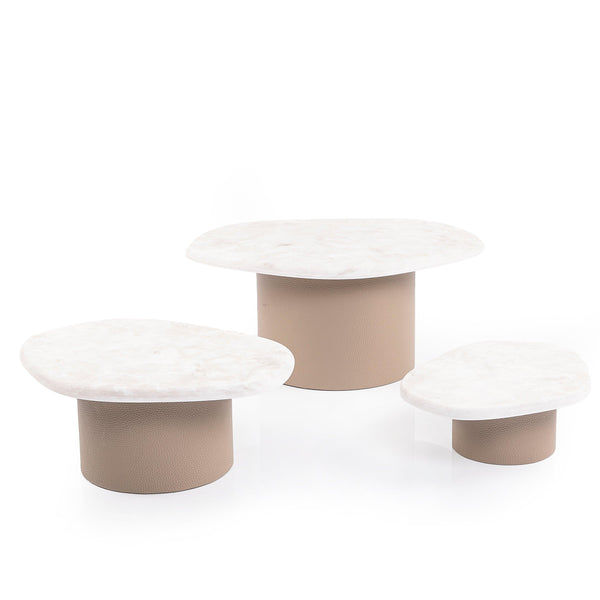 Set of 3 marble stand with leather - CASCADES