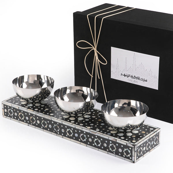 Set of 3 Mop stainless Bowl With Ramadan box-Black - CASCADES