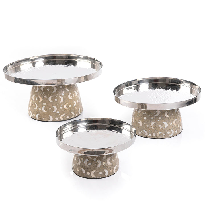 Set of 3 Mop stainless stands With Ramadan box- Dark Beige - CASCADES