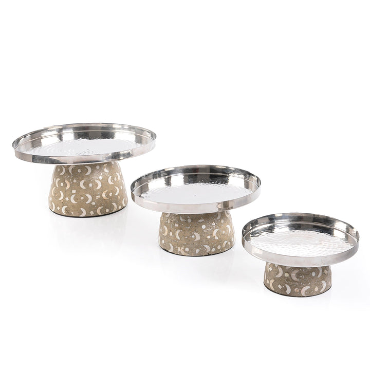 Set of 3 Mop stainless stands With Ramadan box- Dark Beige - CASCADES