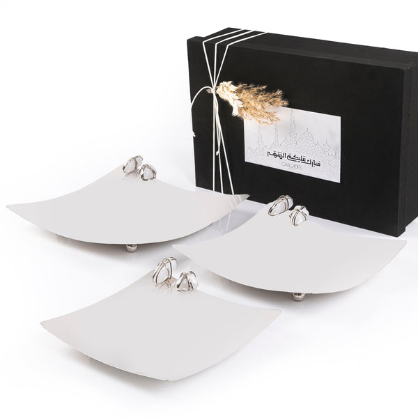 Set of 3 steel tray with stone and gift box - CASCADES