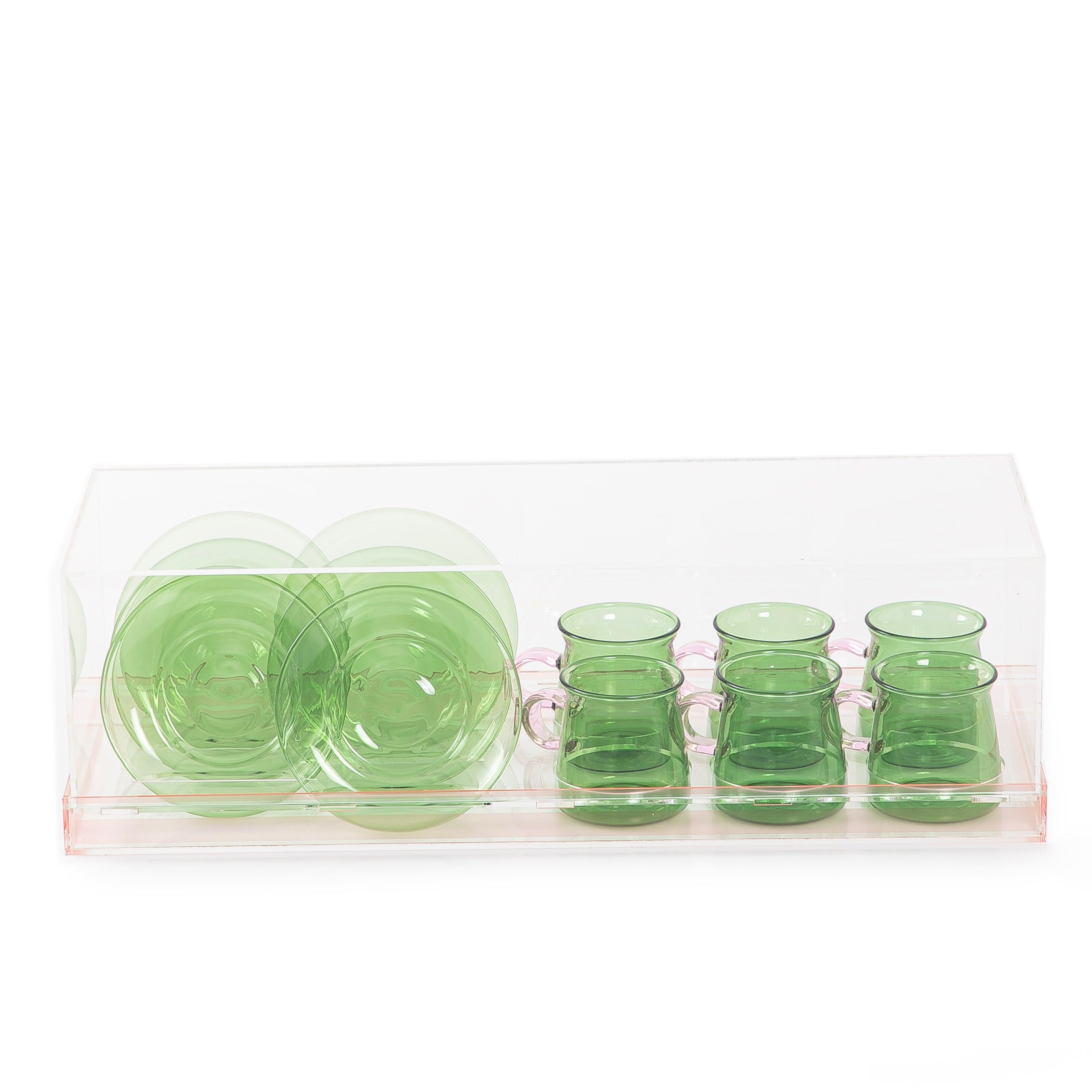Set of 6 cups and coaster with acrylic box - CASCADES