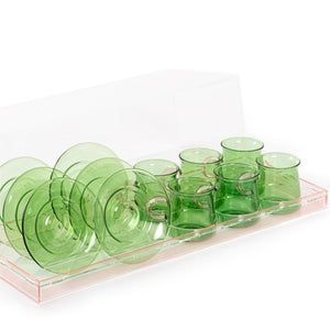 Set of 6 cups and coaster with acrylic box - CASCADES