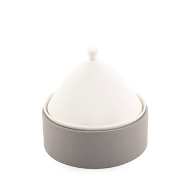 Ceramic plate with leather base - CASCADES