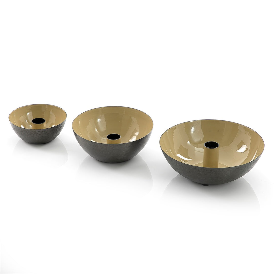 Set Of 3 Metal Painted Bowl With Candle Candle Holder (6012613623973)