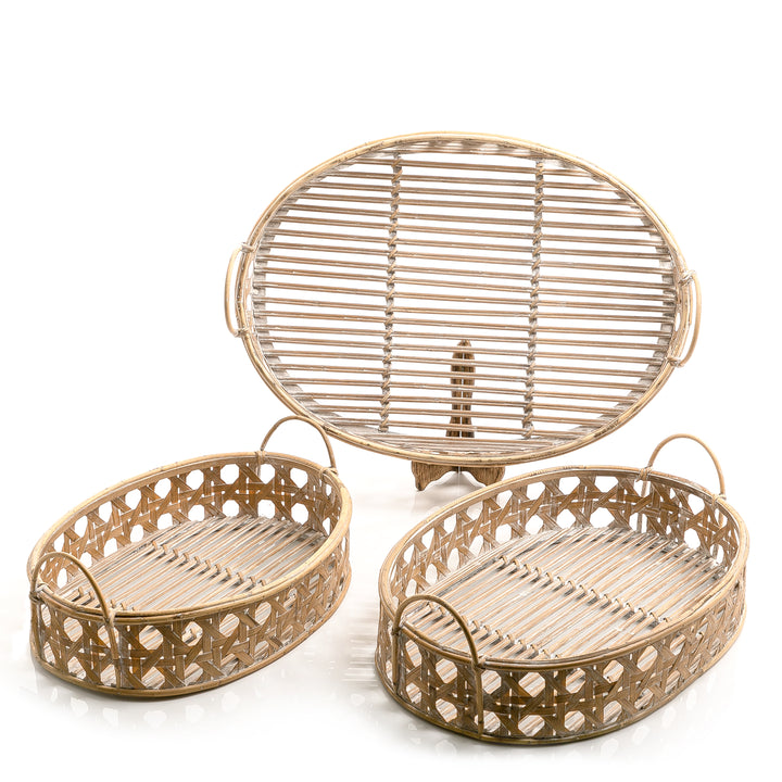 Set of 3 wooden trays
