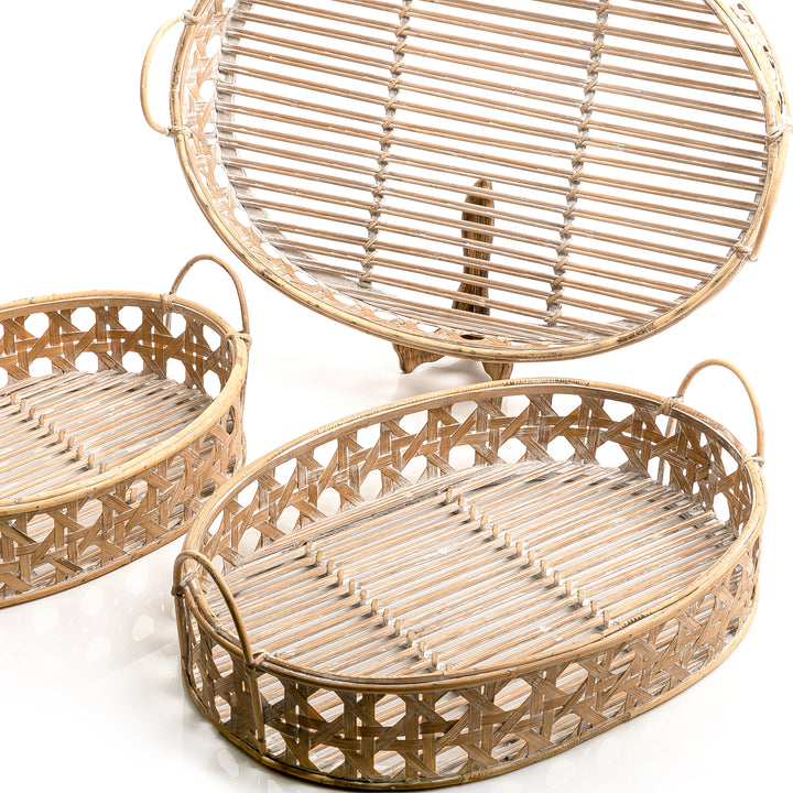 Set of 3 wooden trays
