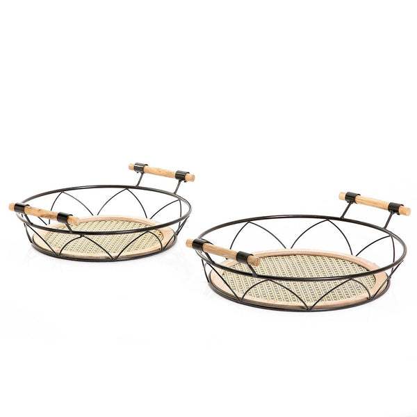 Set of 2 metal and wood trays - CASCADES