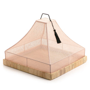 Rattan tray with linen cover - CASCADES