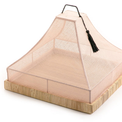Rattan tray with linen cover - CASCADES