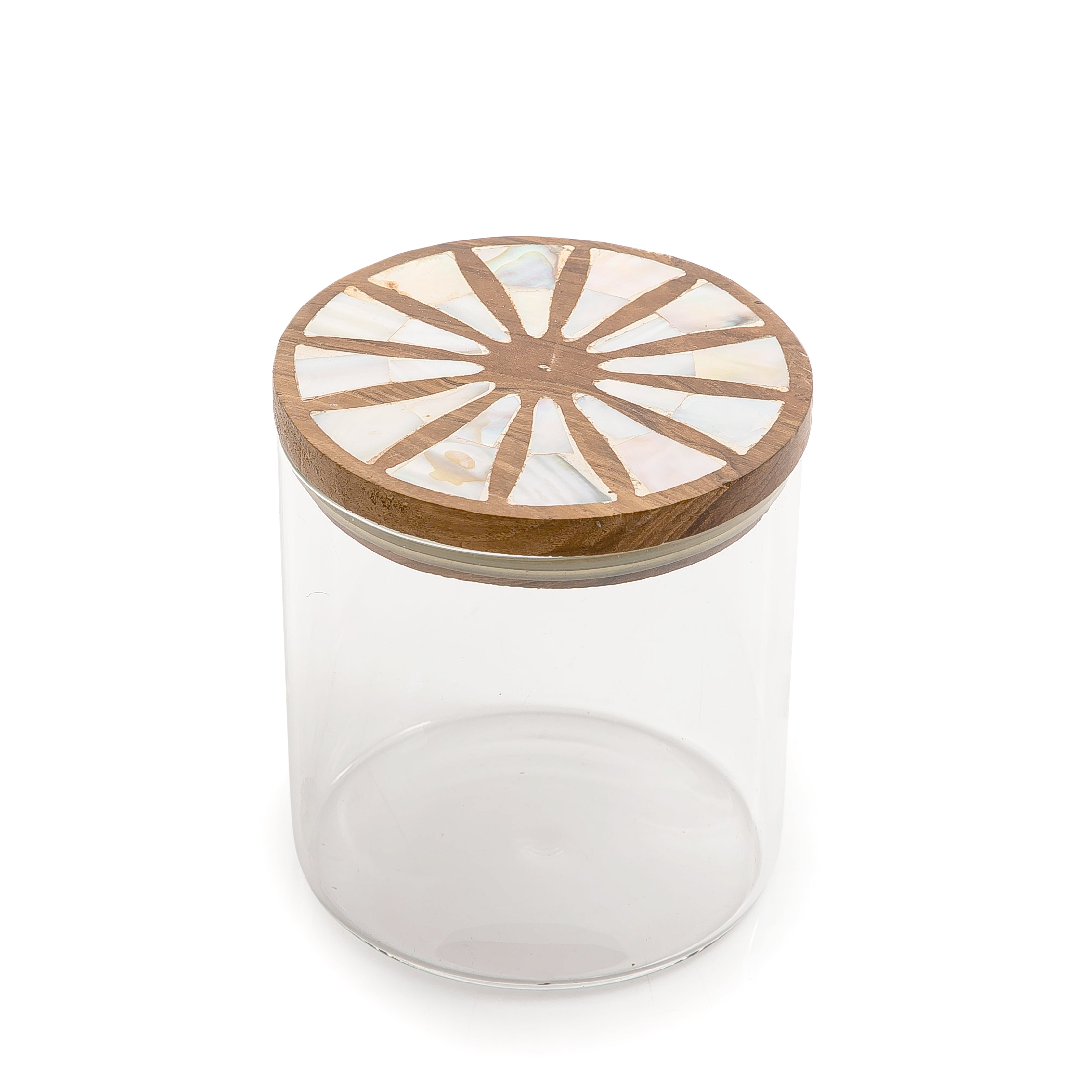 Glass jar with wooden cover (6913173029029)