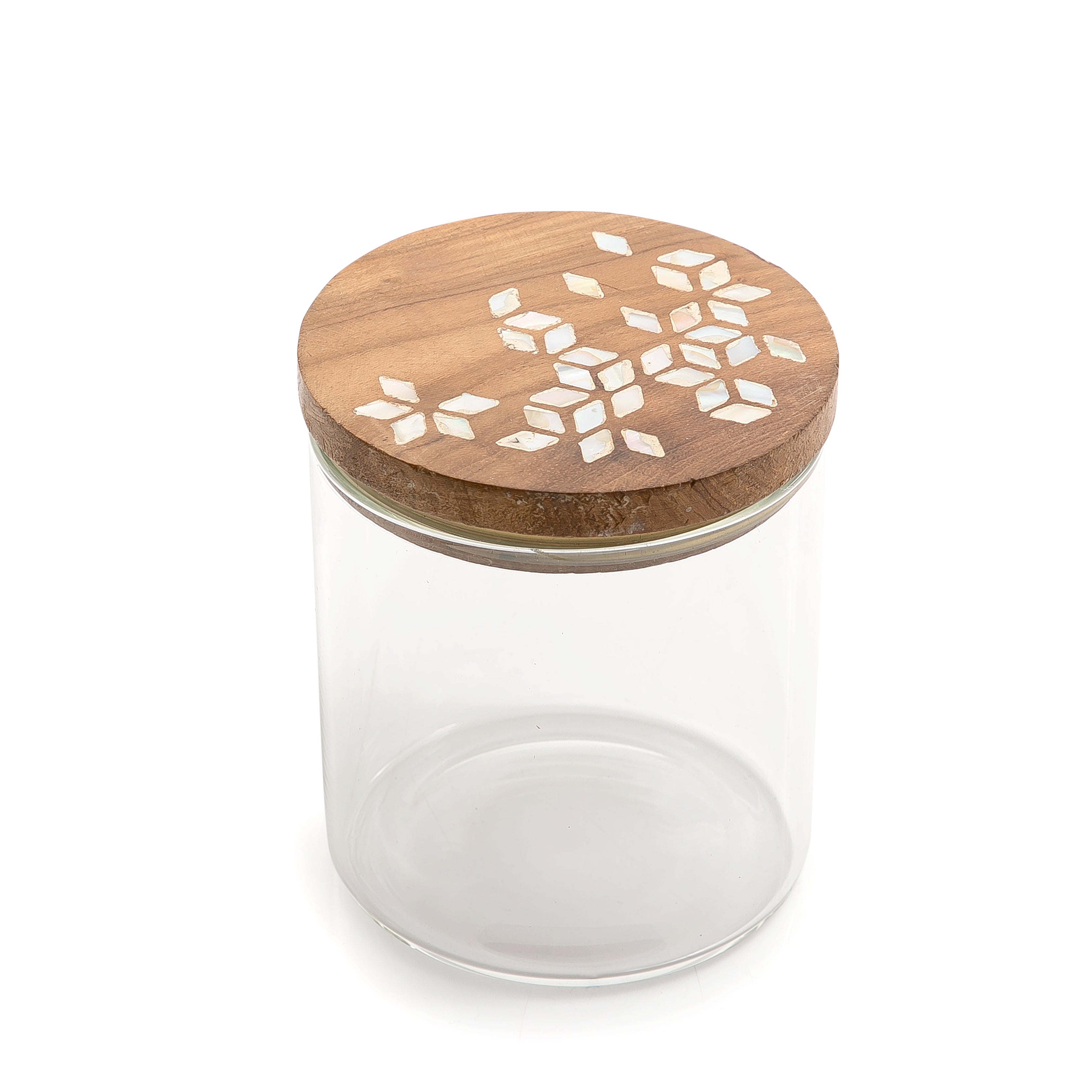 Glass jar with wooden cover (6913176273061)