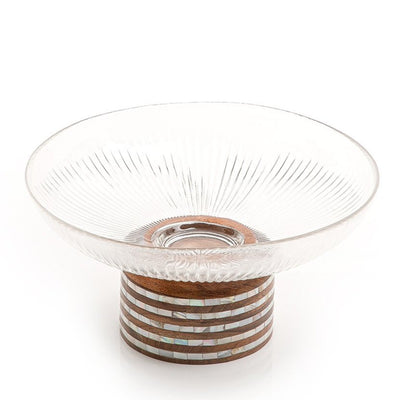Glass bowl with wooden base