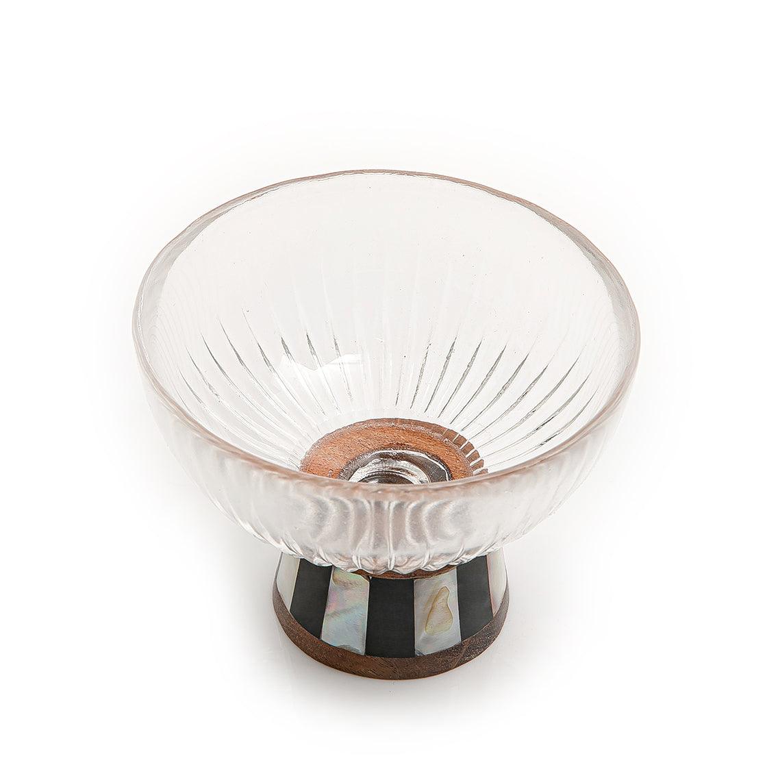 Glass bowl with wooden base - CASCADES
