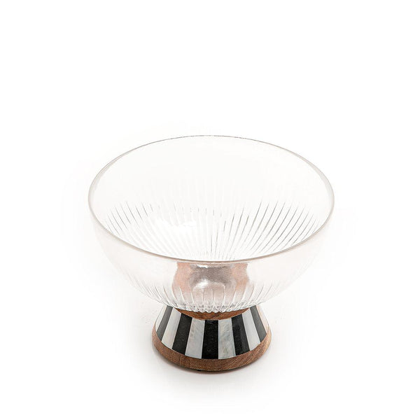 Glass bowl with wooden base - CASCADES