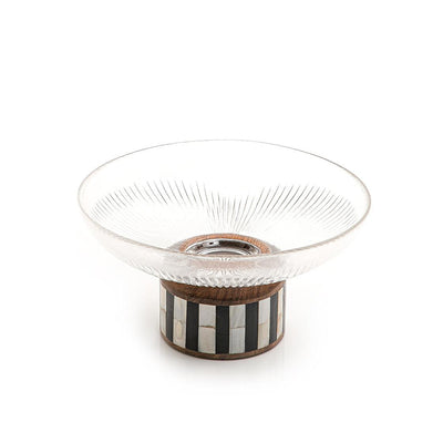 Glass bowl with wooden base - CASCADES