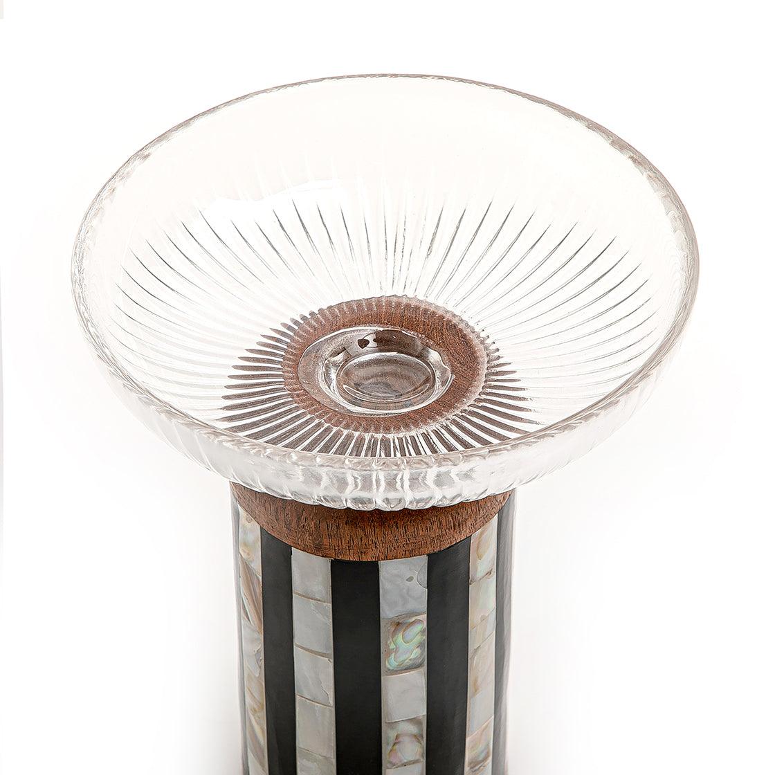 Glass bowl with wooden base - CASCADES