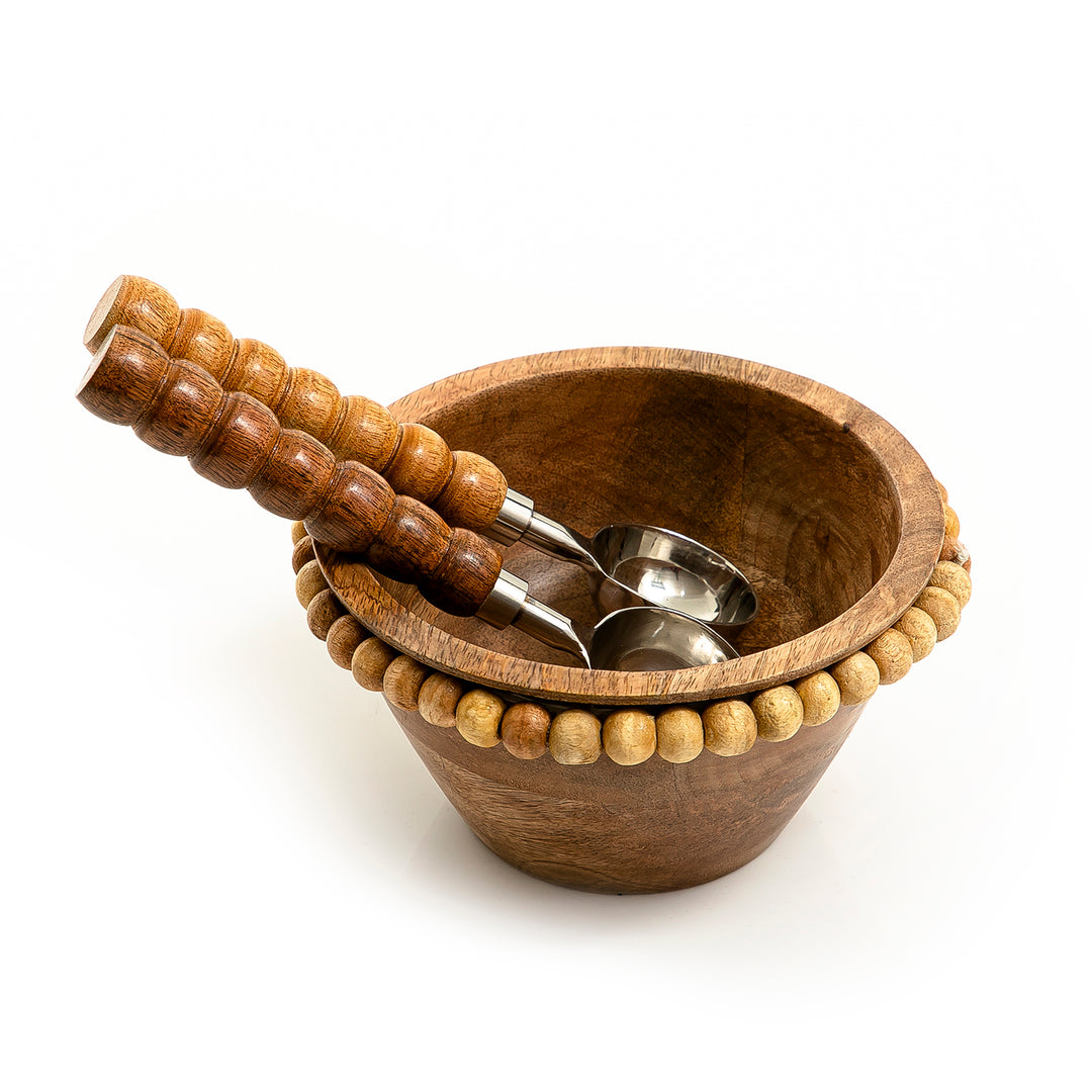 Wooden bowl with 2 spoon