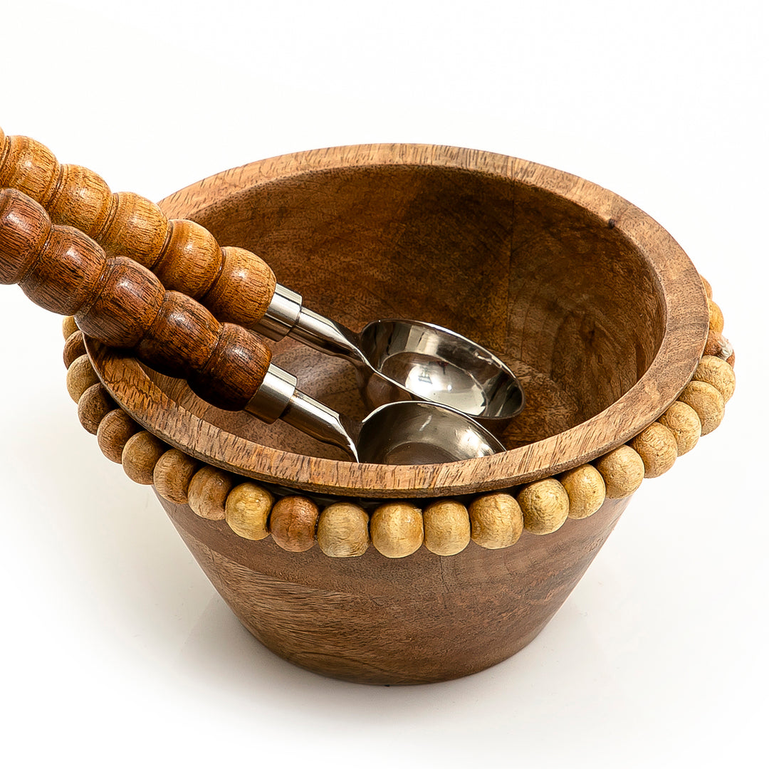 Wooden bowl with 2 spoon