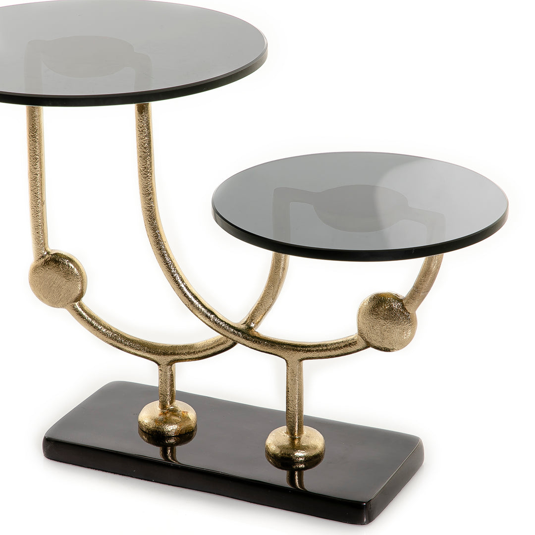 Glass stand with metal base