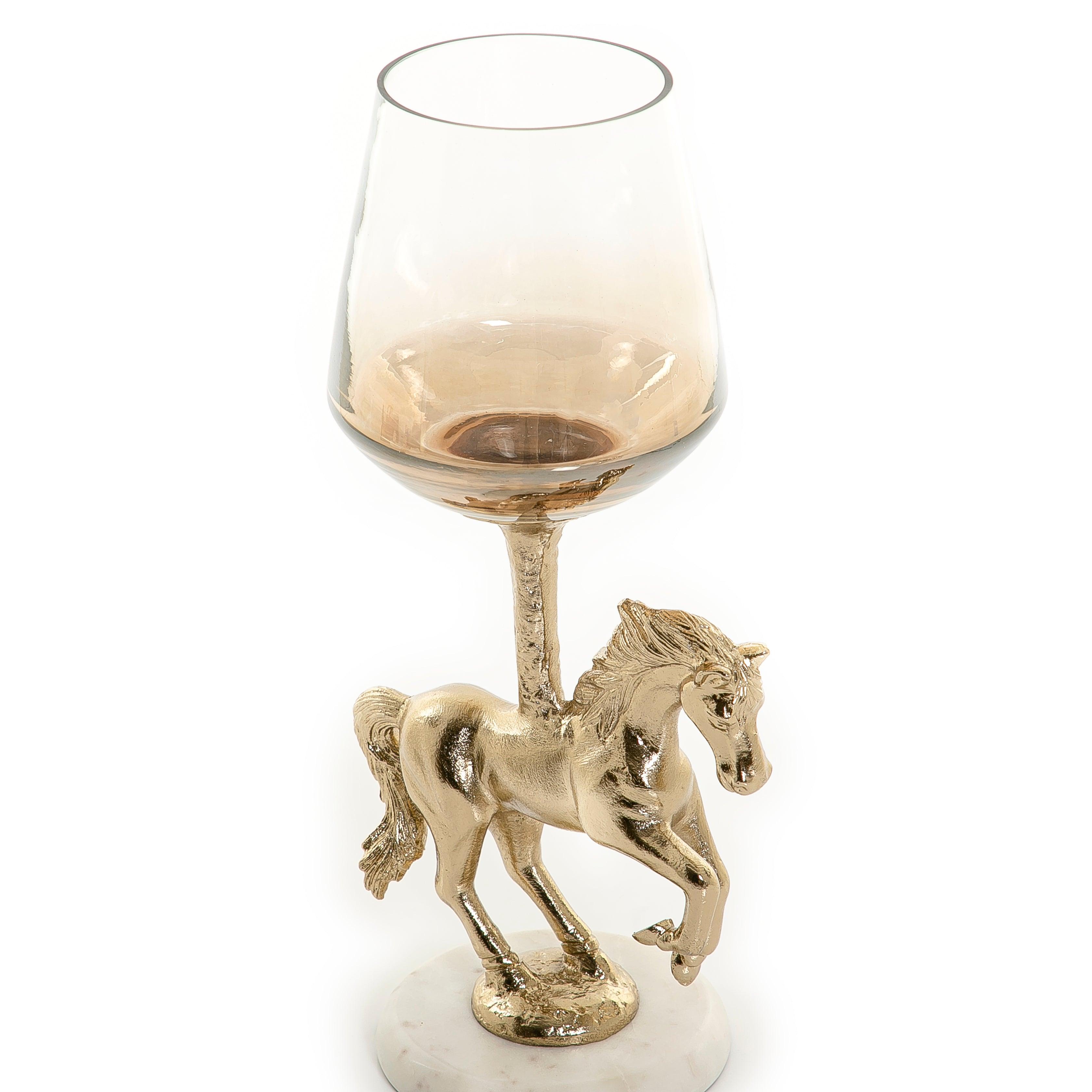 Glass candle holder with metal base - CASCADES