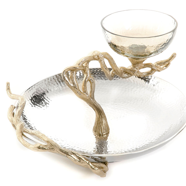 Metal plate with glass bowl - CASCADES