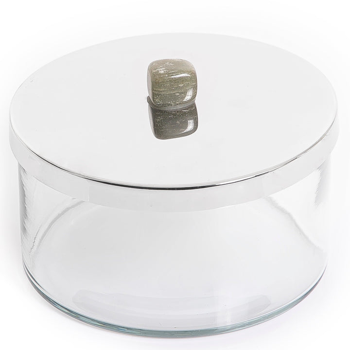 Metal and glass jar with cover - CASCADES