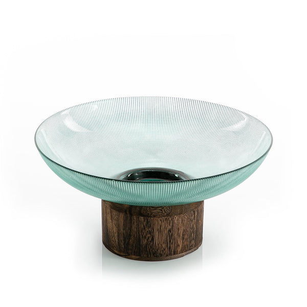 Glass Bowel With Wood Base (5981798334629)