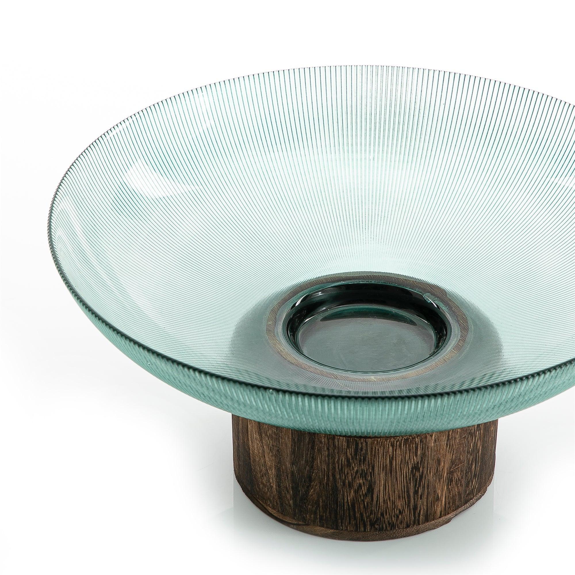Glass Bowel With Wood Base (5981798334629)
