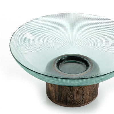 Glass Bowel With Wood Base (5981798334629)
