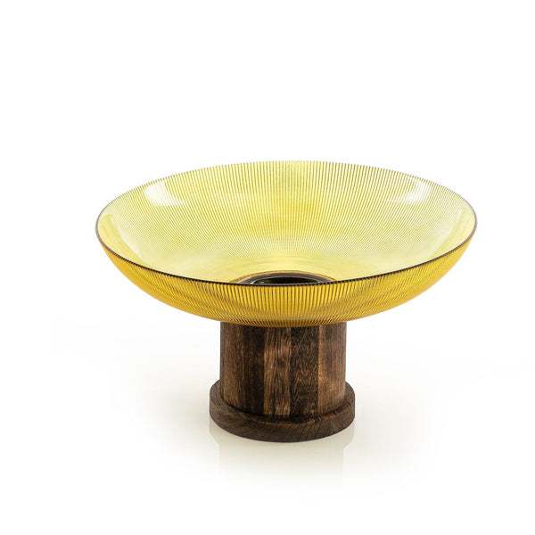 Glass Bowel With Wood Base (5981676994725)