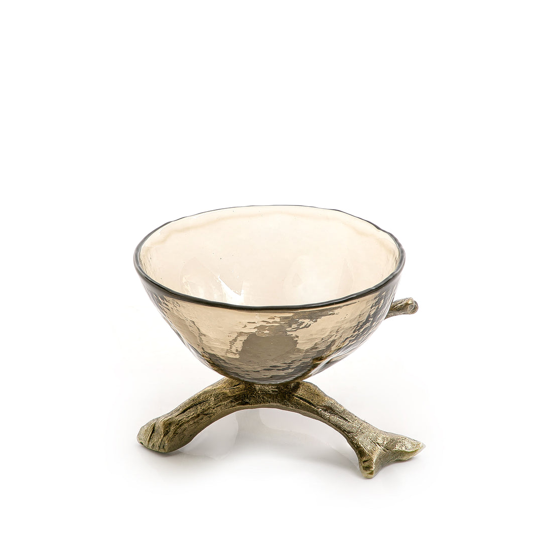 metal and glass bowl