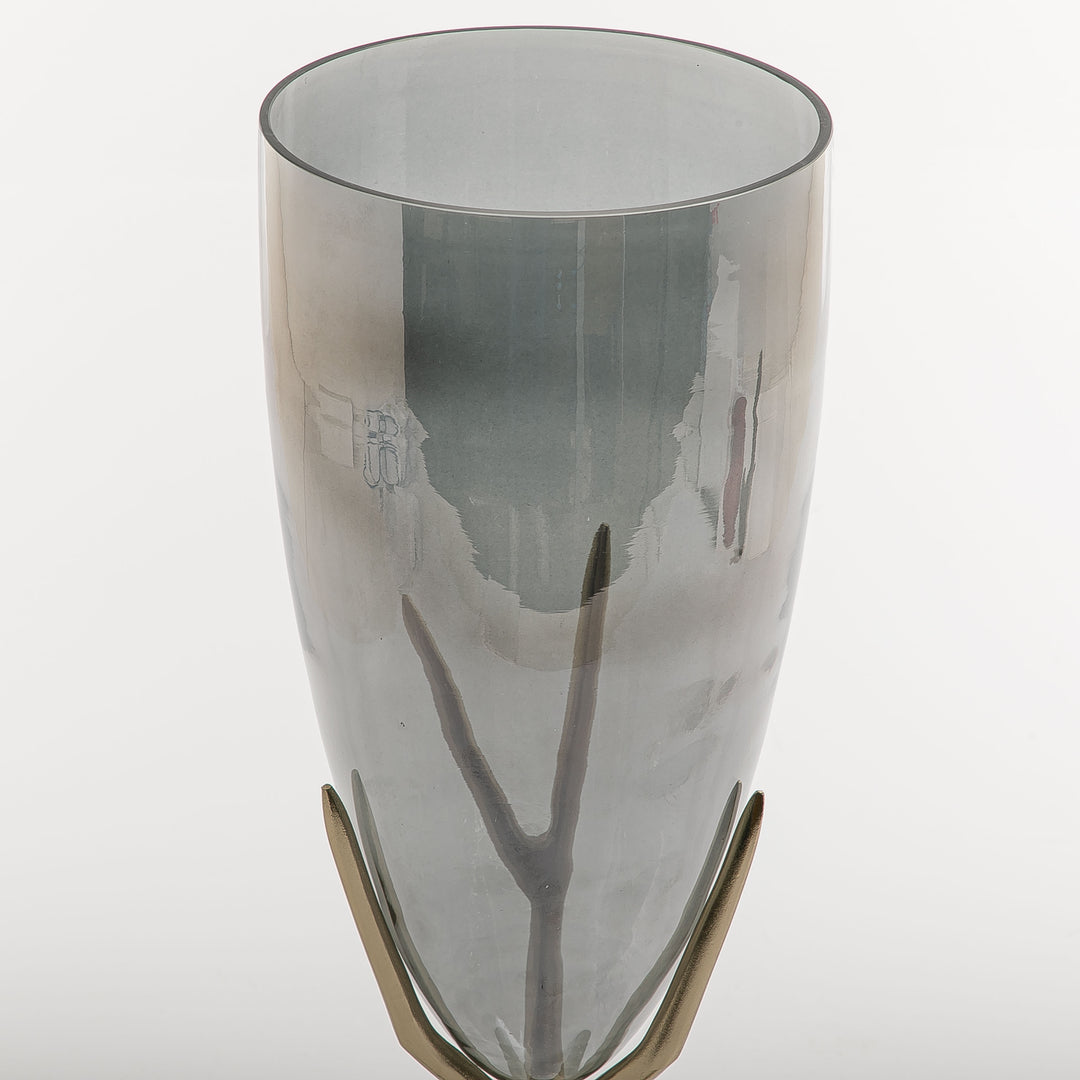 Glass and metal vase large size