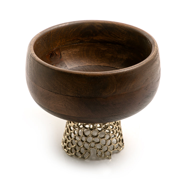 Metal and wood bowl large size