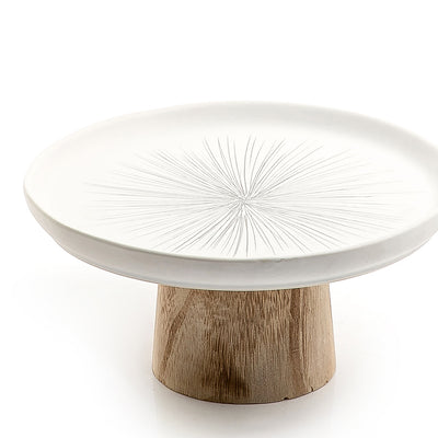 Ceramic stand with wooden base