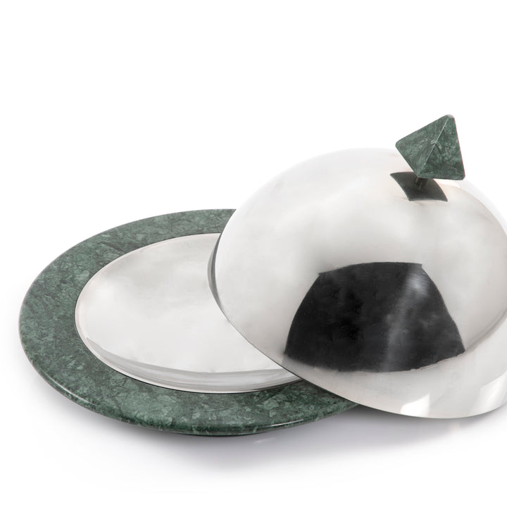 Marble plate with metal cover and gift box